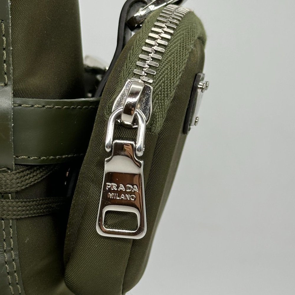 PRADA Monolith Leather Nylon Lug Sole Combat Hiking Boots Zip Pouch - Picture 7 of 15